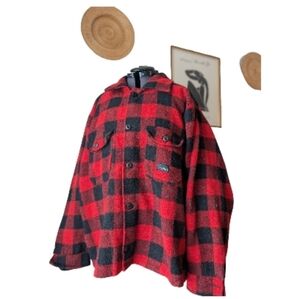 Red and Black Checkered Wool Jacket